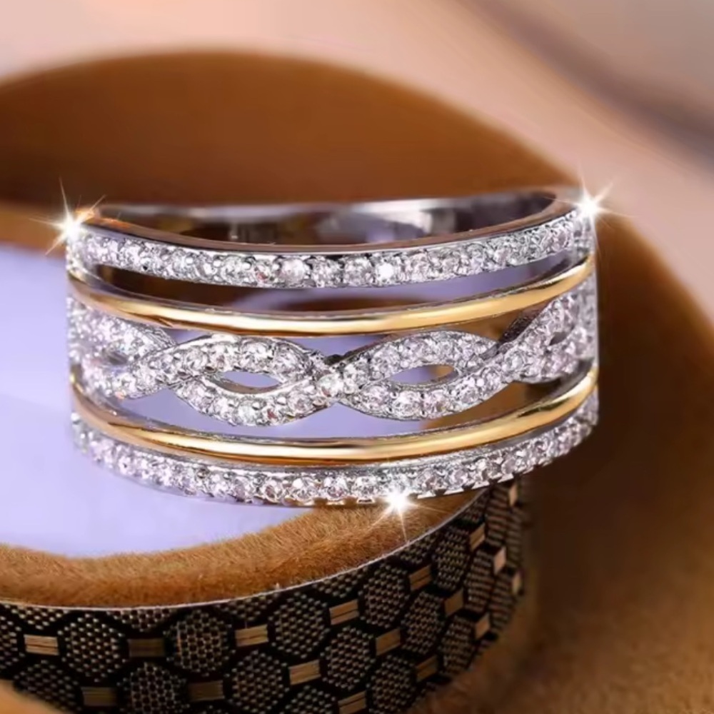 Zirconia Wedding Gold and Silver Women's Ring - Picture 4 of 5